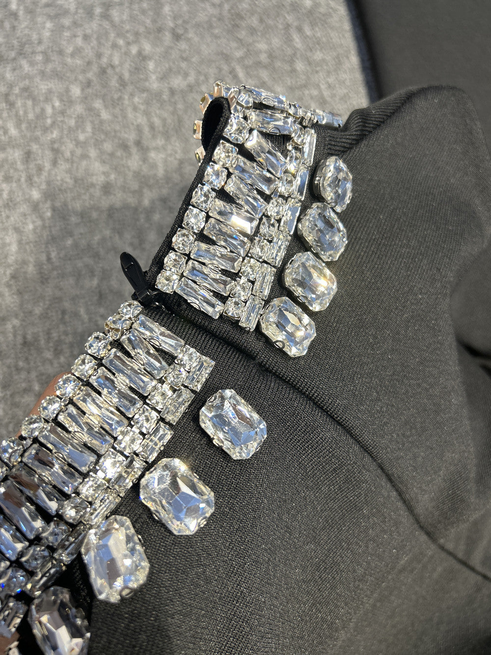 Elegant Bell-Sleeve Gown with Embellished Collar