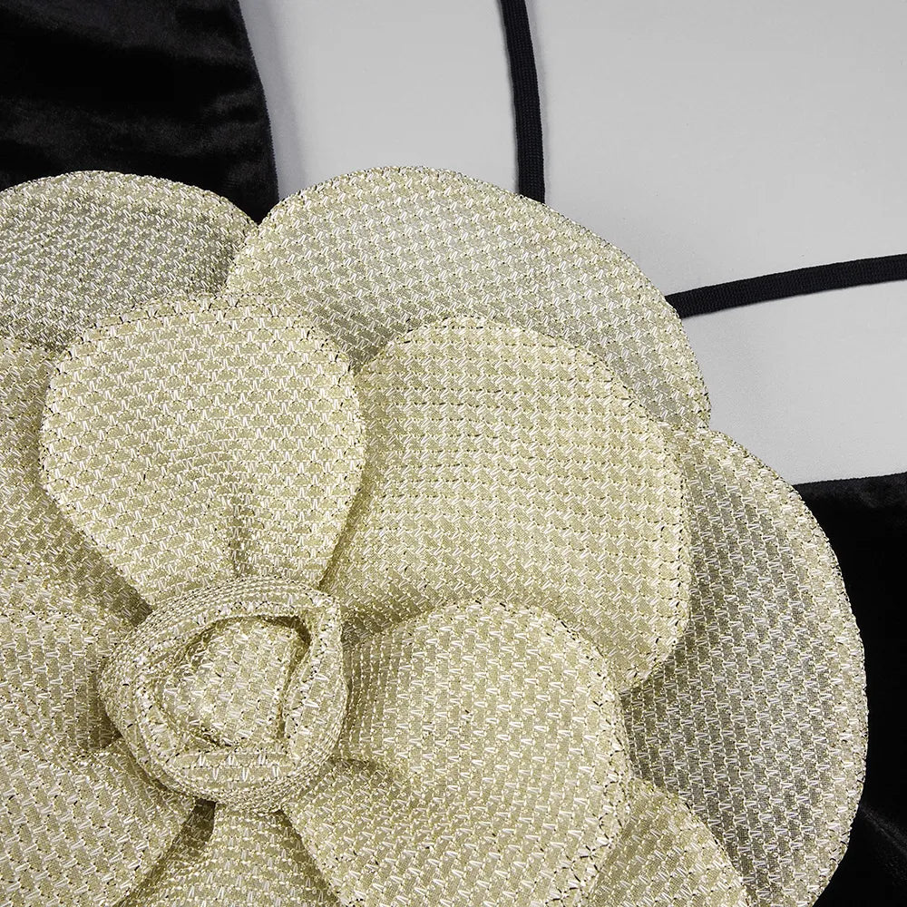 Velvet Dressing Gown with Gold Floral Accent - Chiccharm