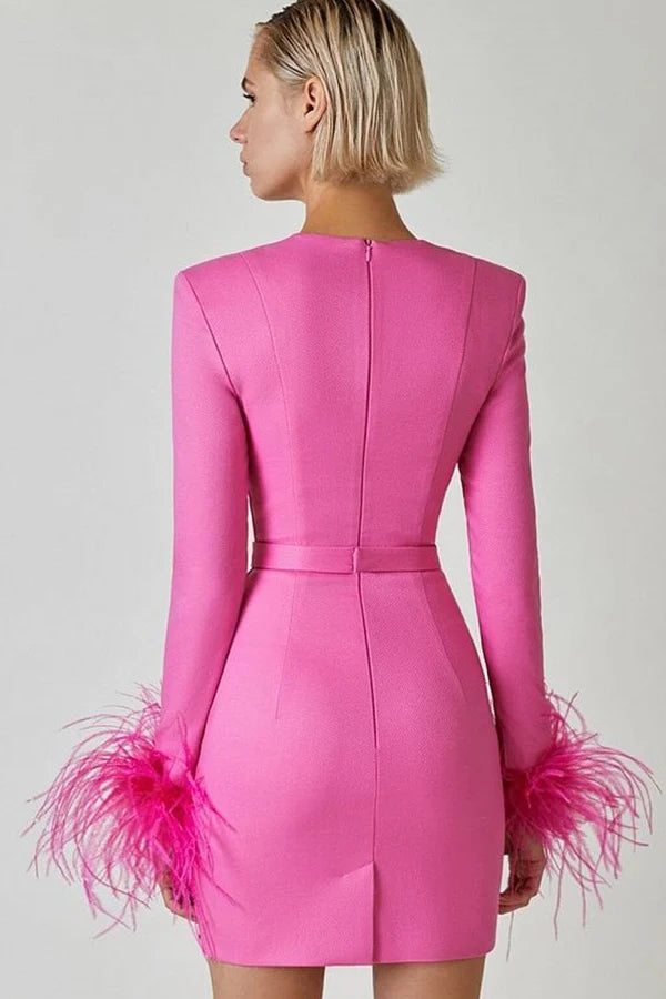 Luxe Feather Mini Dress - Chic Charm