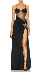 Midnight Starfish Illusion Gown - Chiccharm Boutique
