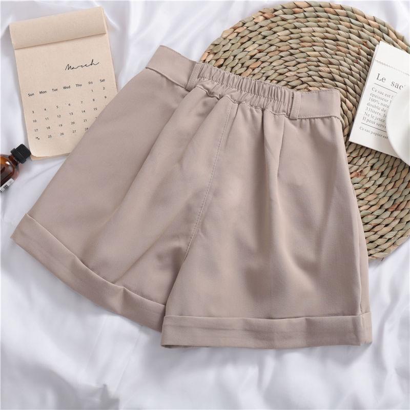Solid Color Roll-up Wide-leg Casual Shorts - Chiccharm
