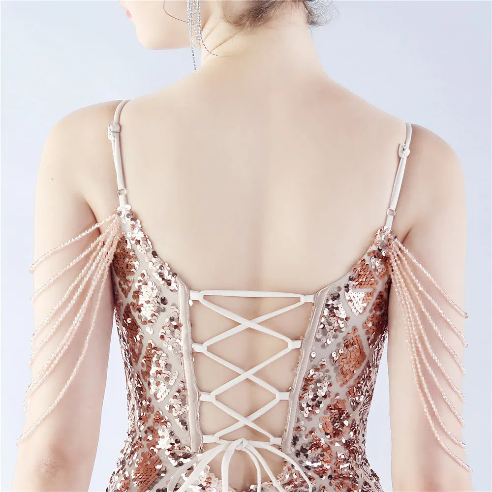 Fishbone Dress Ratchet Sequin - Chiccharm Boutique