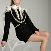 Pearl Embellished Blazer Dress - Chiccharm Boutique