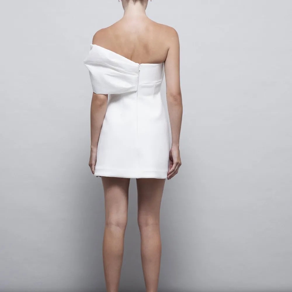 off shoulder mini dress -off the shoulder mini dress white dress-  1 shoulder mini dress- Chiccharm