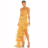 Solstice Ruffle Cutout Yellow Maxi Dress