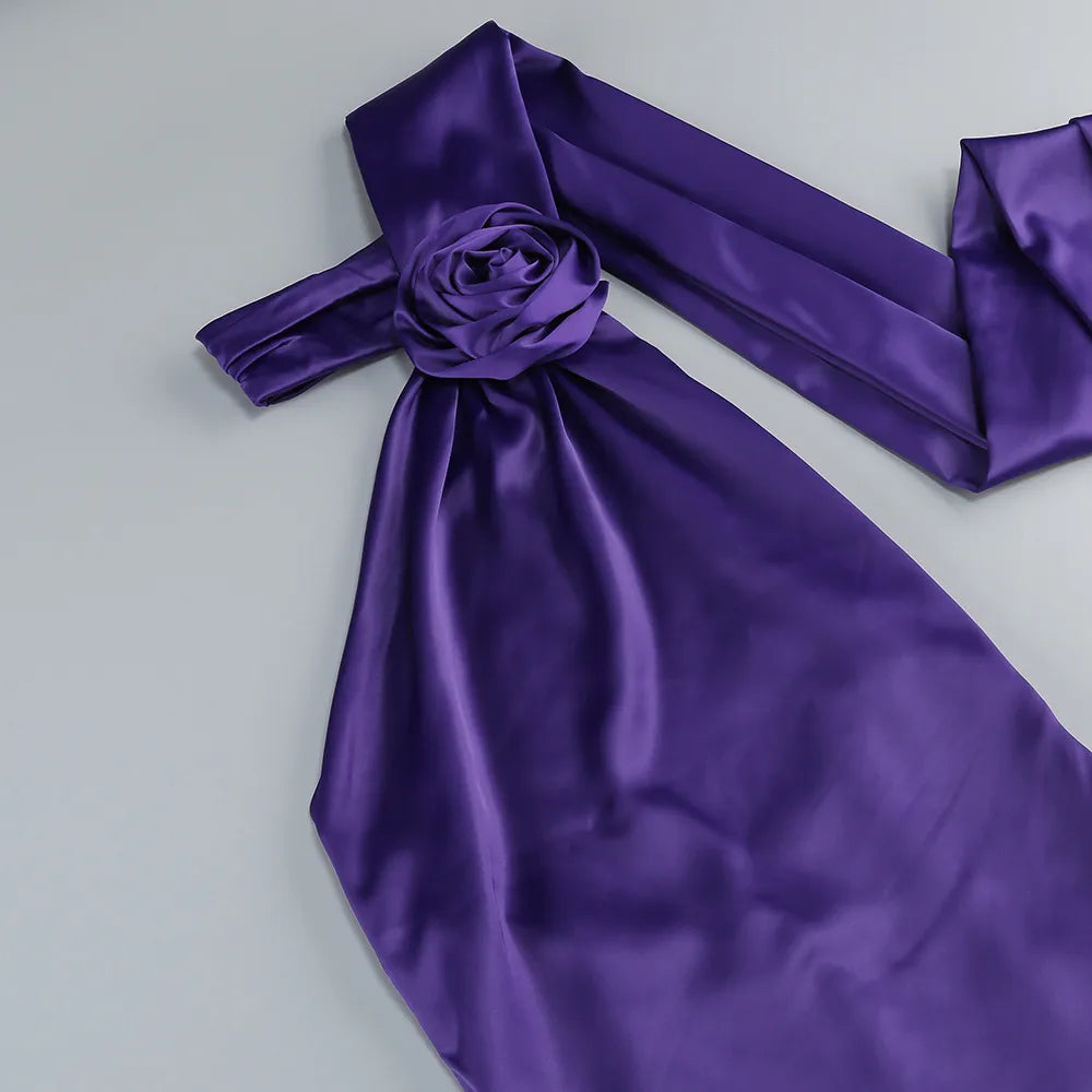 Amethyst Bloom Satin Gown - Chiccharm