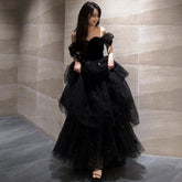 Black off the shoulder tulle dress - Chiccharm