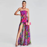 Vibrant Floral Print Gowns - Chiccharm Boutique