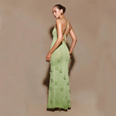 Backless Glitter Knit Dress Maxi