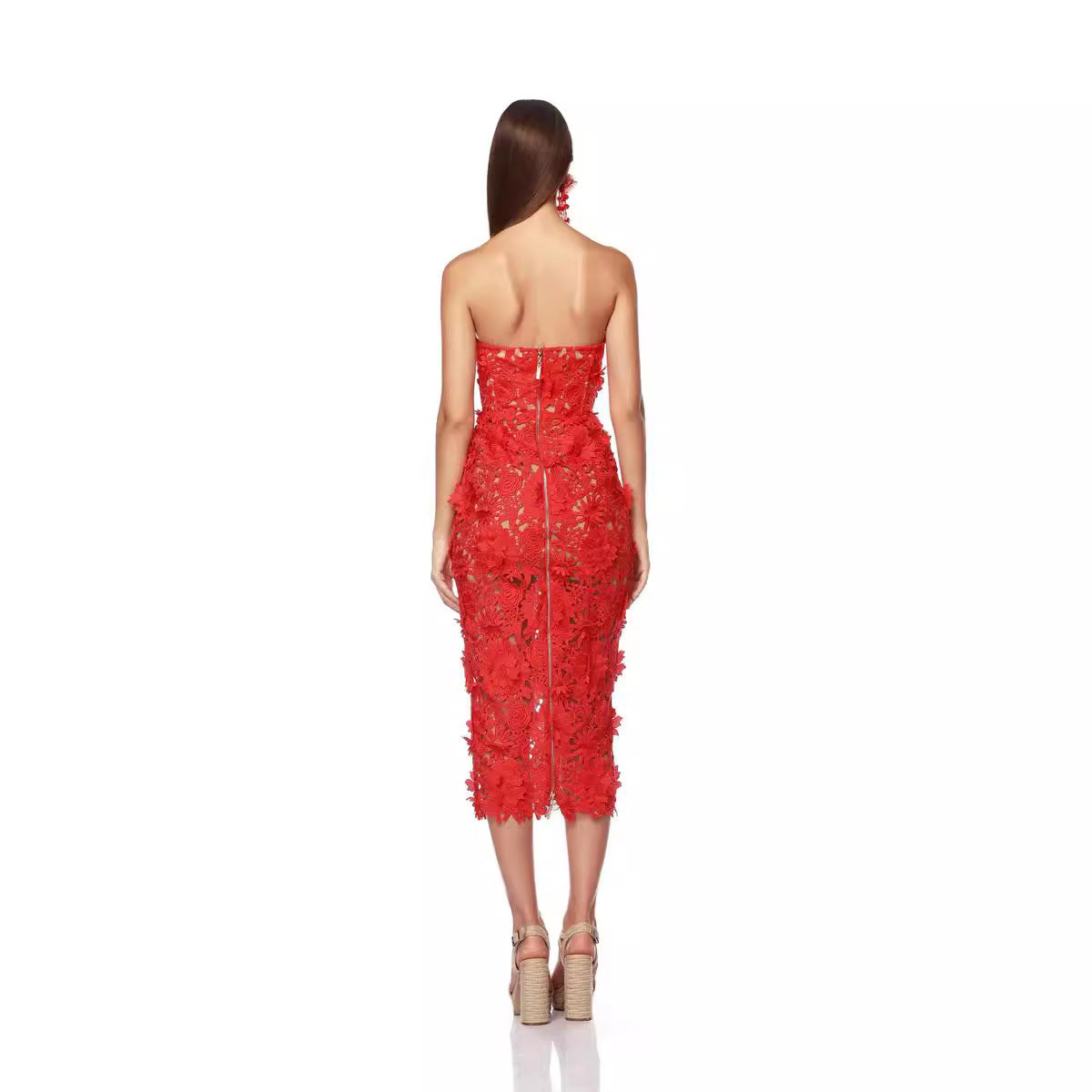 Lace Red Banquet Dress-Chiccharm boutique