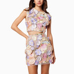 Delicate Floral Embroidered Two-Piece Set - Chiccharm