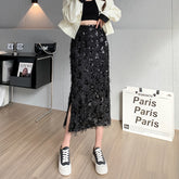 Artistic Feathered Sequin Skirt
