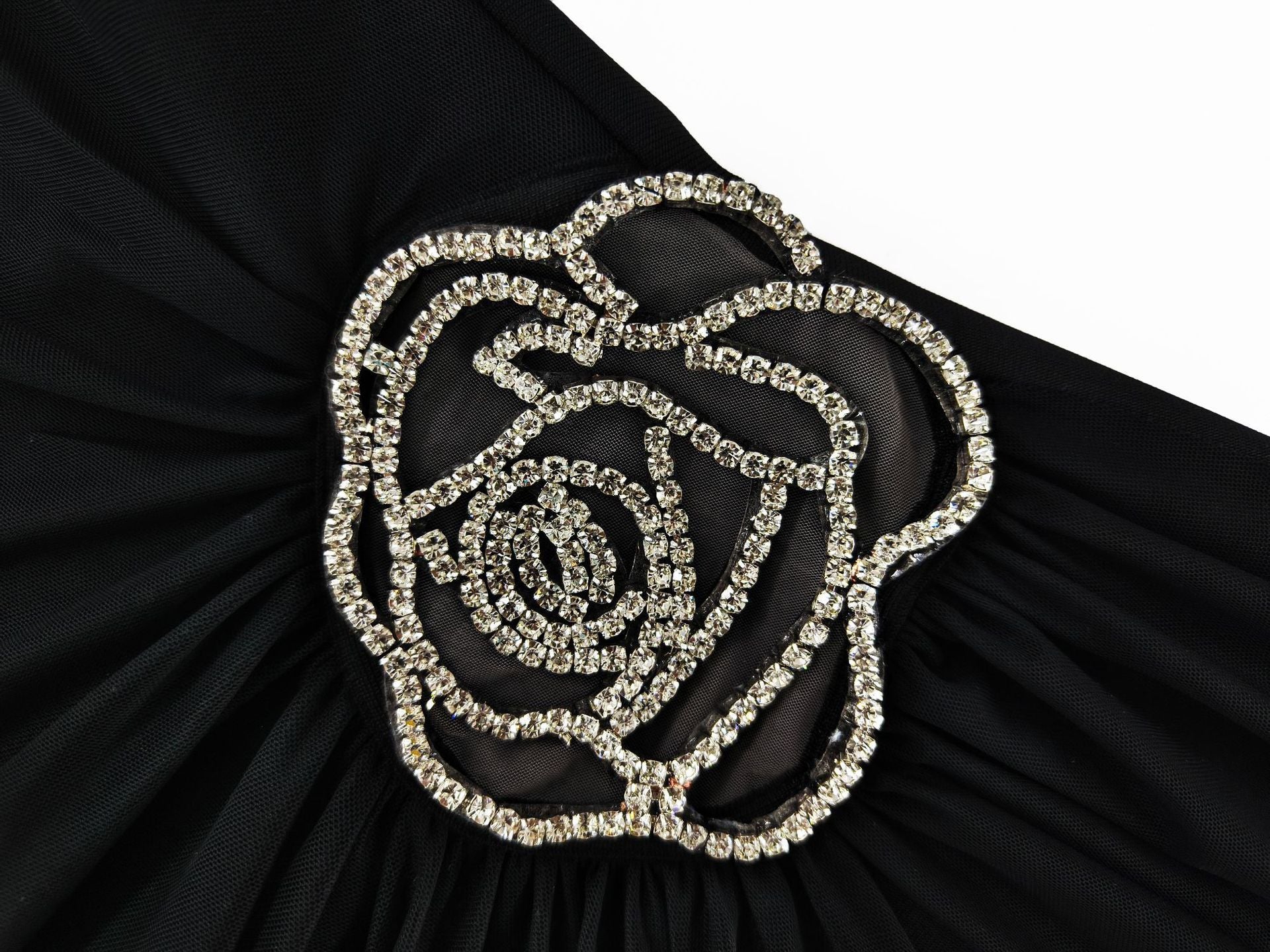 One Shoulder Dress With Ruching and Embellishment - Chiccharm