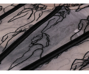 Abstract Muse Embroidered Mesh Corset Top - Chiccharm Boutique