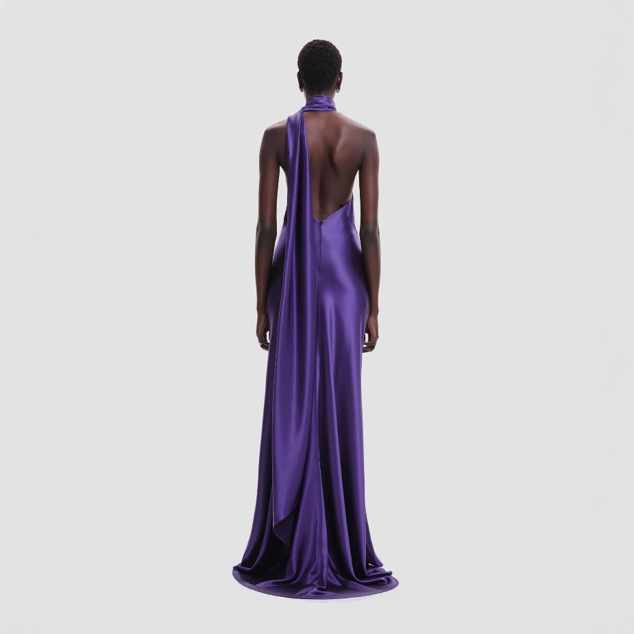 Amethyst Bloom Satin Gown - Chiccharm Boutique