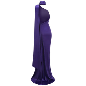 Amethyst Bloom Satin Gown - Chiccharm Boutique