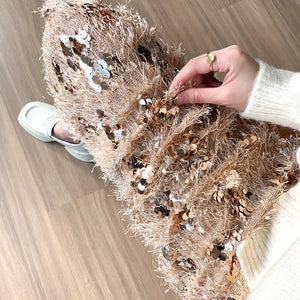 Artistic Feathered Sequin Skirt - Chiccharm Boutique