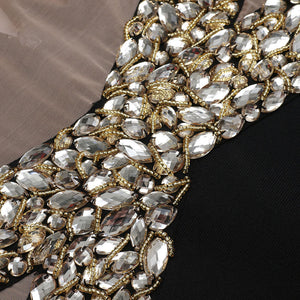 Crystal Embellished Glam Gown-Chiccharm Boutique