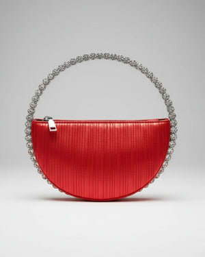 Diamante Round Leather Clutch - Chiccharm Boutique