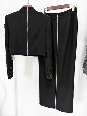 Diamond Embellished Co-Ord with Maxi Skirt - Chiccharm Boutique