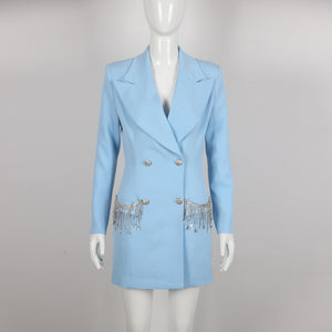 Double-Breasted Crystal Blazer Dress - Chiccharm Boutique