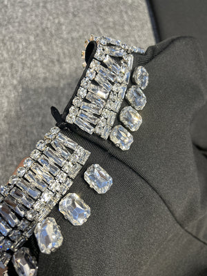 Elegant Bell-Sleeve Gown with Embellished Collar