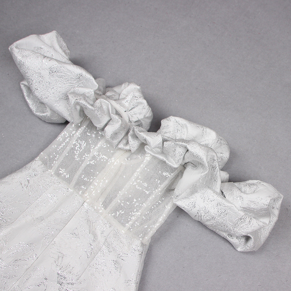 Elegant Ivory Ruffled Corset Dress - Chiccharm Boutique