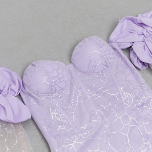 Elegant Lavender Mermaid floral dresses with long sleeves - Chiccharm Boutique