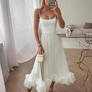 Elegant Ruched Hem Dress Midi - Chiccharm Boutique