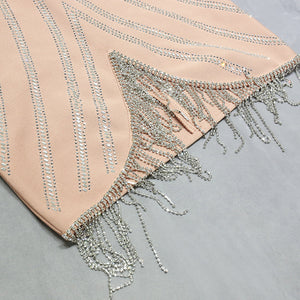 Elegant Strapless Beaded Dress With Fringe - Chiccharm Boutique