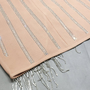 Elegant Strapless Beaded Dress With Fringe - Chiccharm Boutique