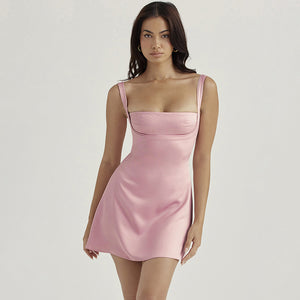 Elegant Sweetheart Neck Mini Dress - Chiccharm Boutique