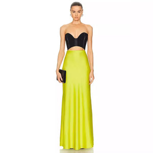 Elegant with Strapless Satin Cutout Tube Dress - Chiccharm Boutique