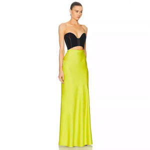 Elegant with Strapless Satin Cutout Tube Dress - Chiccharm Boutique