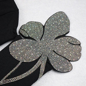 Embellished Plunge High-Slit Gown - Chiccharm Boutique