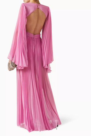 Fleur Breeze Pleated Cutout Maxi Dress For Summer - Chiccharm Boutique
