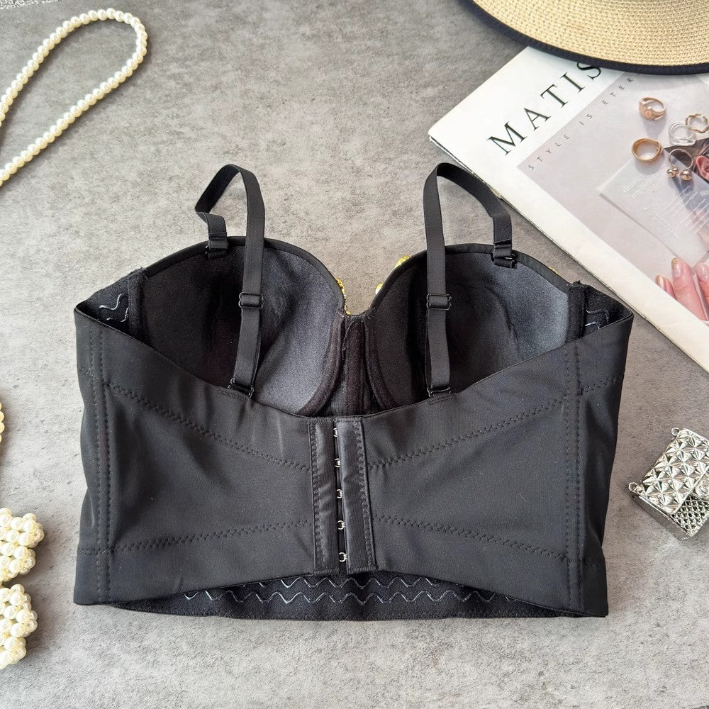 Gemstone Embellished Bustier Top - Chiccharm Boutique