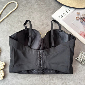 Gemstone Embellished Bustier Top - Chiccharm Boutique