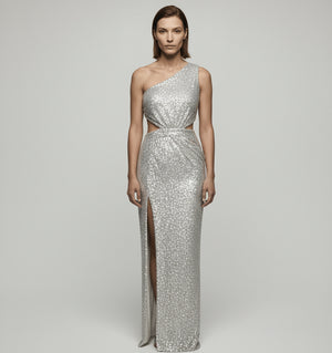 Glittering Goddess One-Shoulder Gown - Chiccharm Boutique