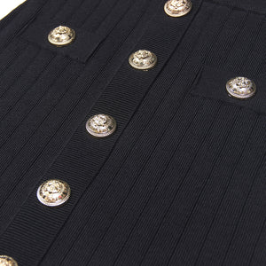 Gold Buttoned Mini Skirt - Chiccharm Boutique
