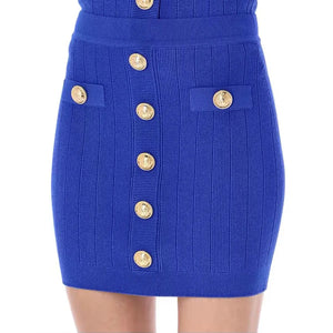 Gold Buttoned Mini Skirt - Chiccharm Boutique