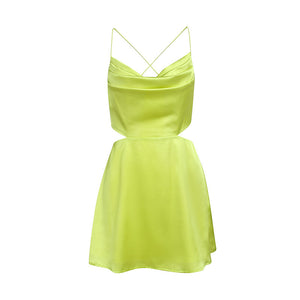 Green Satin Summer Dress - Elegant Mini Dress - Chic Charm