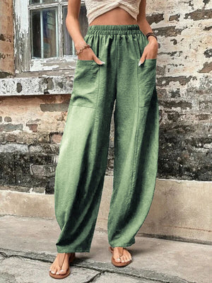 High Waisted Casual Loose Pants With Pockets - Chiccharm