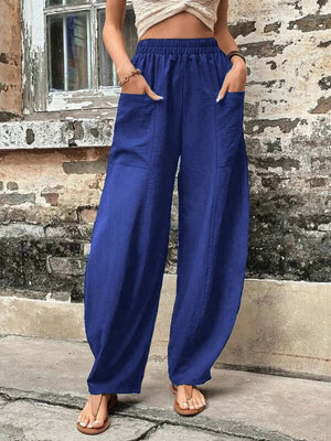 High Waisted Casual Loose Pants With Pockets - Chiccharm