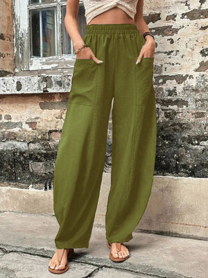 High Waisted Casual Loose Pants With Pockets - Chiccharm