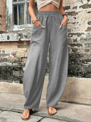 High Waisted Casual Loose Pants With Pockets - Chiccharm