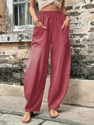 High Waisted Casual Loose Pants With Pockets - Chiccharm