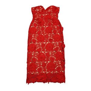 Lace Red Banquet Dress-Chiccharm boutique
