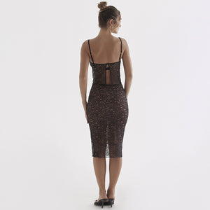 Lace Sling Slim Fit Two-Piece Suit with Elegant Lace Detail - Chiccharm