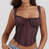 Lace-Trim Corset Style Top - Chiccharm Boutique
